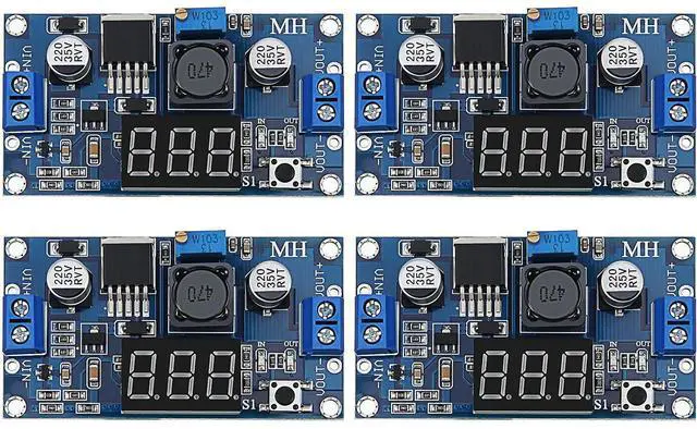 Main image of 4 Pieces Adjustable LM2596S DC-DC Buck Converter Reduced Voltage Regulator Power Module 36V 24V 12V to 5V 2A Voltage Stabilizer with Digital Voltmeter Display