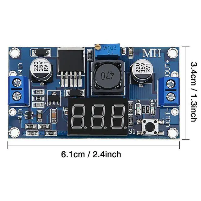Alt view image 2 of 7 - 4 Pieces Adjustable LM2596S DC-DC Buck Converter Reduced Voltage Regulator Power Module 36V 24V 12V to 5V 2A Voltage Stabilizer with Digital Voltmeter Display