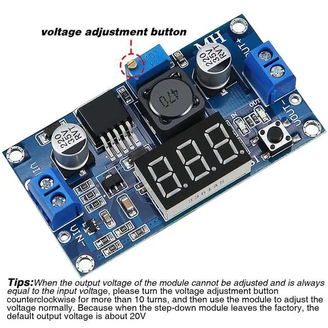 Alt view image 4 of 7 - 4 Pieces Adjustable LM2596S DC-DC Buck Converter Reduced Voltage Regulator Power Module 36V 24V 12V to 5V 2A Voltage Stabilizer with Digital Voltmeter Display