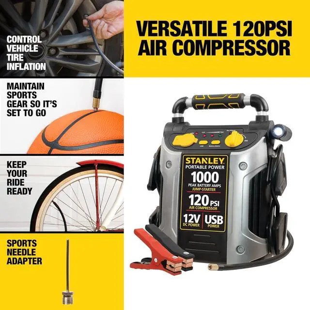 Alt view image 4 of 7 - STANLEY J5C09 1000 Amp Jump Starter with Compressor