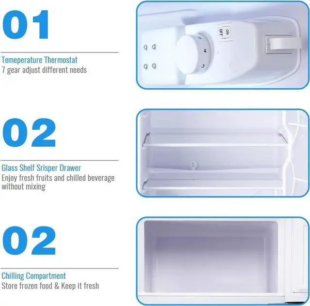 Alt view image 5 of 7 - WANAI 3.5 Cu.Ft Retro Mini Fridge with Handle Compact Refrigerator Blue
