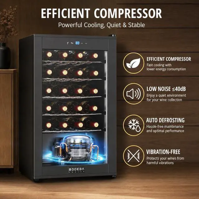 Alt view image 3 of 7 - BODEGA COOLER 24 Bottle Wine Cooler, Wine Fridge for Office, Kitchen & Bar