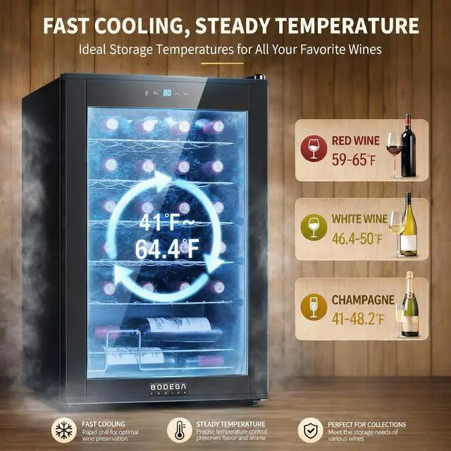 Alt view image 4 of 7 - BODEGA COOLER 24 Bottle Wine Cooler, Wine Fridge for Office, Kitchen & Bar