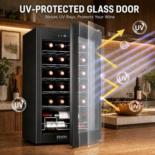 Alt view image 6 of 7 - BODEGA COOLER 24 Bottle Wine Cooler, Wine Fridge for Office, Kitchen & Bar