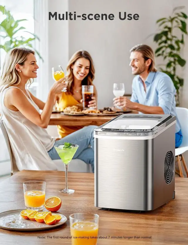 Alt view image 6 of 7 - GoveeLife Smart Countertop Ice Makers, Portable Ice Maker Machine with Self-Cleaning, 6 Mins 9 Bullet Ice, 26lbs/24Hrs, Voice Remote for Home Kitchen Party Camping, with Ice Scoop Stainless Silver