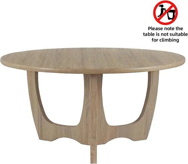 Alt view image 5 of 7 - FINECASA Wooden Round Coffee Table, Curved Leg, Furniture, Accent Couch, Coffee Table for Livingroom, Round Wood Table, 36 x 18 Inches, Natural