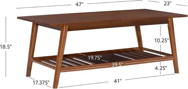 Alt view image 3 of 7 - Linon Mid Century Walnut Melissa Coffee Table