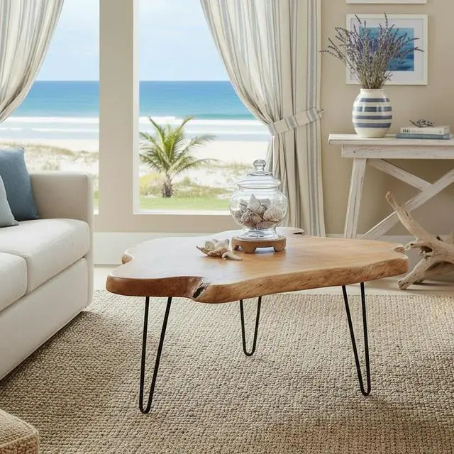 Alt view image 4 of 7 - WELLAND Live Edge Cedar Wood Coffee Table 32.5" W x 17" D x 16" H