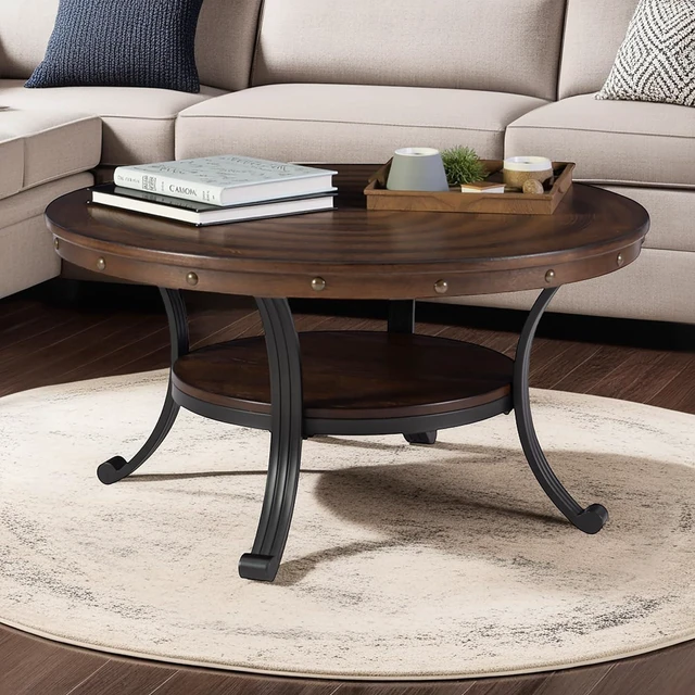 Alt view image 5 of 7 - Powell Furniture Franklin Cocktail Table, Small, Multicolor,Brown/Black