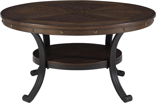 Alt view image 6 of 7 - Powell Furniture Franklin Cocktail Table, Small, Multicolor,Brown/Black