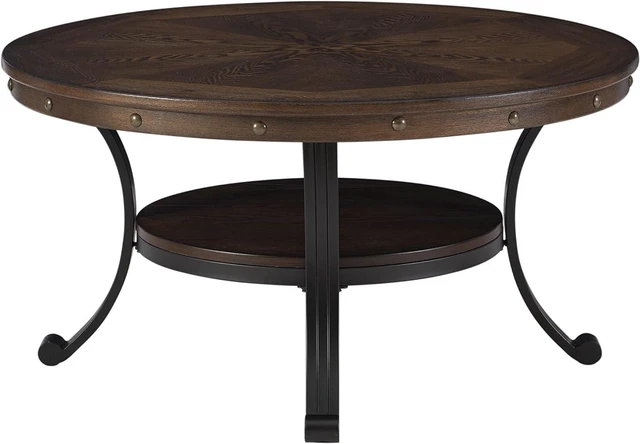 Alt view image 7 of 7 - Powell Furniture Franklin Cocktail Table, Small, Multicolor,Brown/Black
