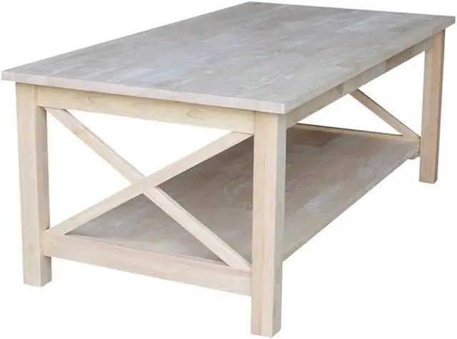 Alt view image 4 of 7 - IC International Concepts Hampton Solid Wood Coffee Table, Unfinished