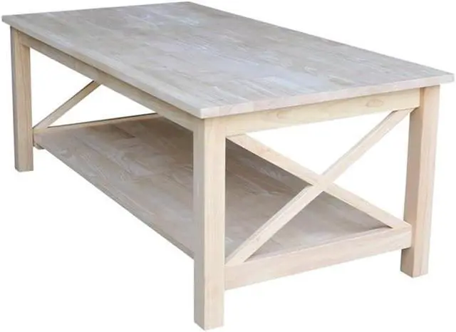 Alt view image 5 of 7 - IC International Concepts Hampton Solid Wood Coffee Table, Unfinished