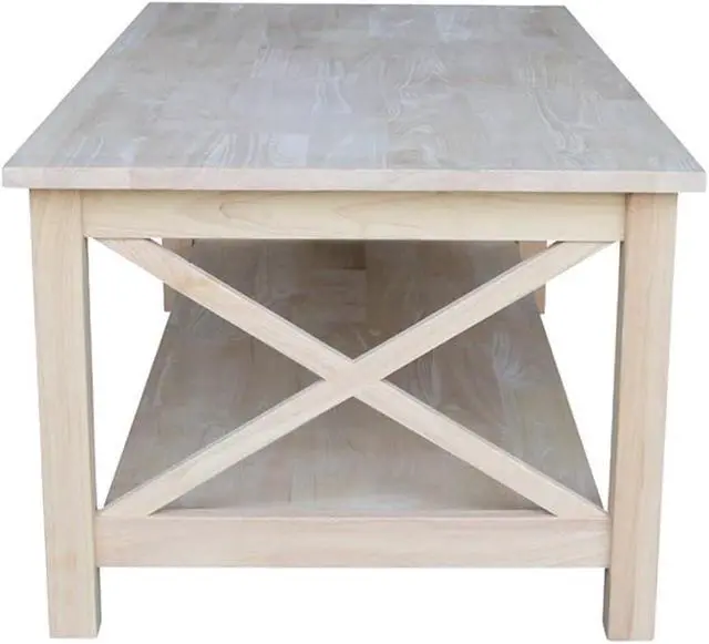 Alt view image 6 of 7 - IC International Concepts Hampton Solid Wood Coffee Table, Unfinished
