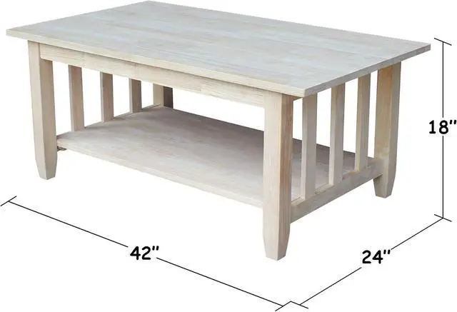 Alt view image 2 of 6 - International Concepts Unfinished Mission Tall Coffee Table