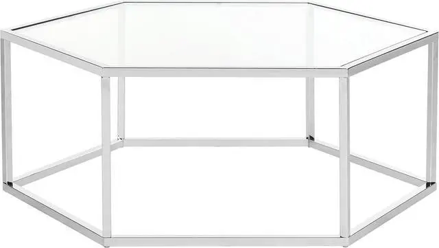 Main image of Safavieh Home Collection Eliana Chrome and Glass Hexagon Coffee Table