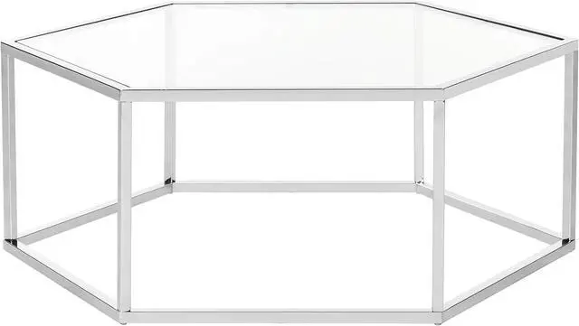 Alt view image 4 of 7 - Safavieh Home Collection Eliana Chrome and Glass Hexagon Coffee Table