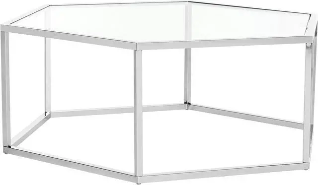 Alt view image 7 of 7 - Safavieh Home Collection Eliana Chrome and Glass Hexagon Coffee Table