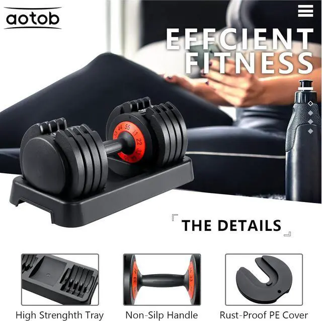 Alt view image 3 of 7 - AOTOB Adjustable Dumbbell Set 25/55 Lbs (Pair) Set of 2
