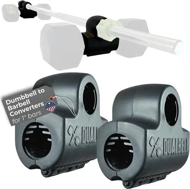 Main image of Dumbbell Converter to Barbell for 1" Bars, 250lb, Black w/Collars