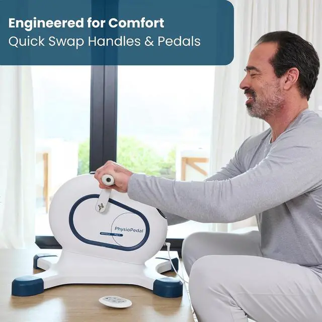 Alt view image 5 of 7 - Nobol PhysioPedal® Motorized Under Desk Exercise Bike for Seniors & Adults Electric Pedal Exerciser with Remote, Adjustable Speeds & Resistance, LED Display, Portable Seated Leg & Arm Pedaler