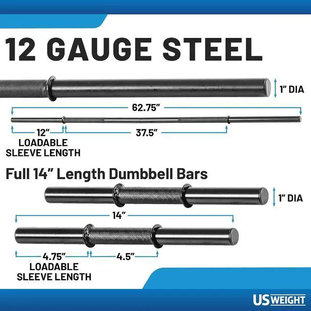 Alt view image 4 of 7 - US Weight 105 Pound Weight Set with Barbell - Home Gym Workout Equipment
