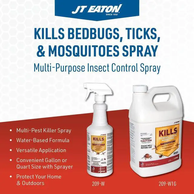 Alt view image 2 of 7 - JT Eaton Water-Based Insecticide Spray for Bed Bugs, Ticks, and Mosquitos, Quart Bottle