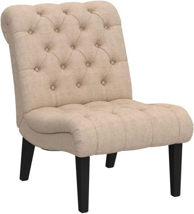 Alt view image 5 of 7 - Armless Modern Accent Chairs for Living Room, Khaki Fabric