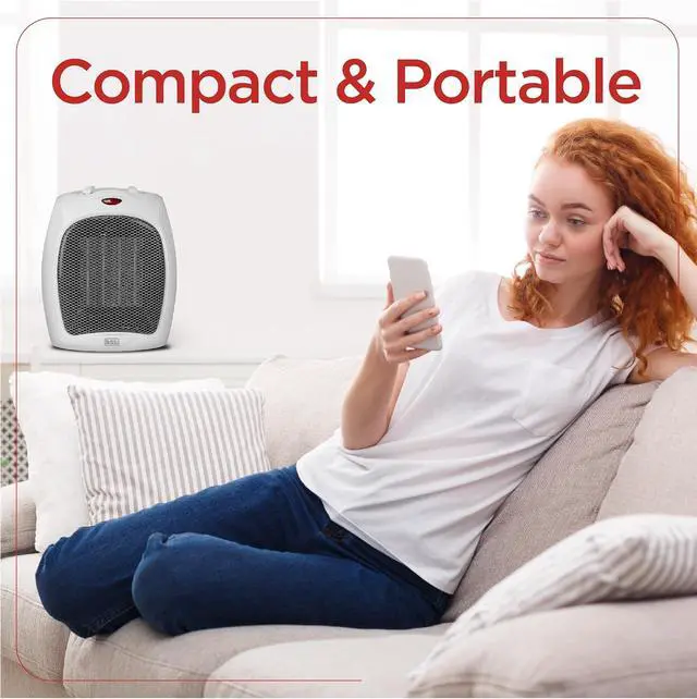 Alt view image 3 of 7 - BLACK+DECKER Desktop Ceramic Heater, 1500 Watts, BHDC500W46, White