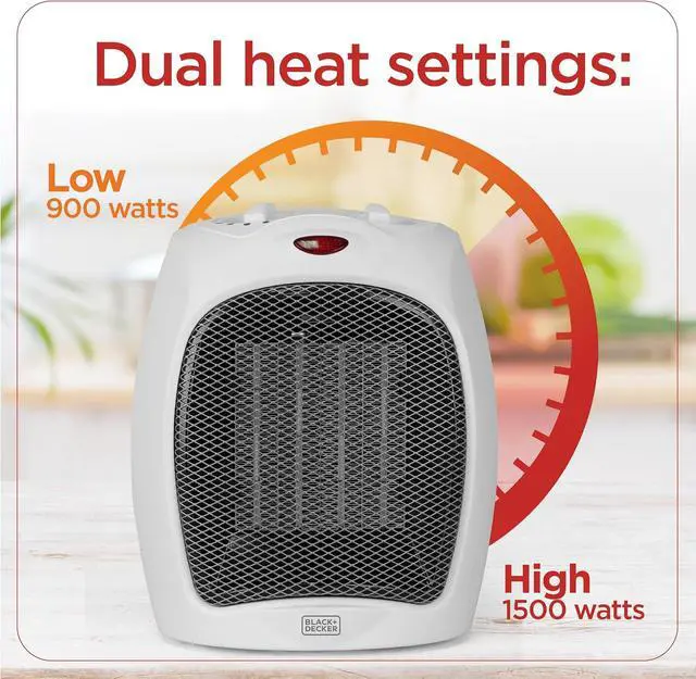 Alt view image 4 of 7 - BLACK+DECKER Desktop Ceramic Heater, 1500 Watts, BHDC500W46, White
