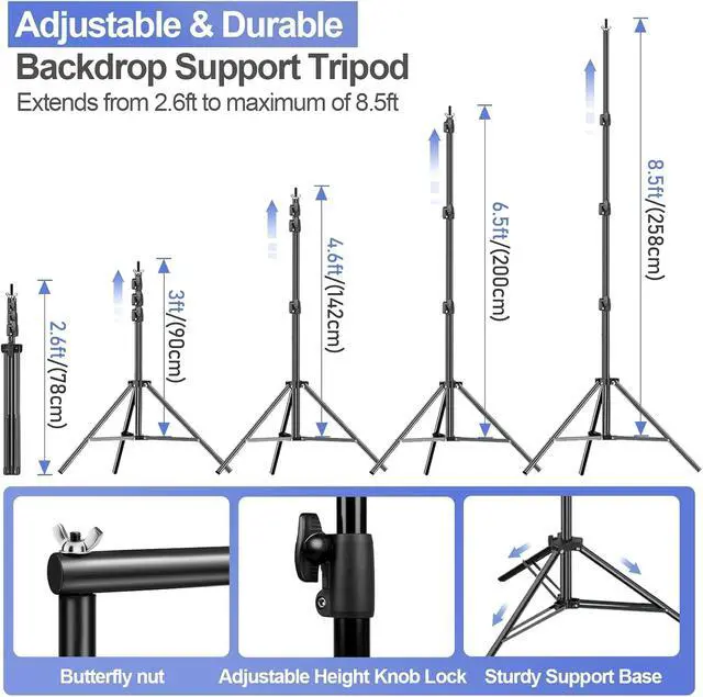 Alt view image 4 of 7 - EMART Green Screen Backdrop Kit 8.5x10FT with 3Pcs 6x9ft Backdrop for Party