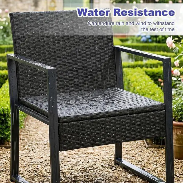 Alt view image 6 of 7 - FDW | 3-Piece Patio Furniture Set | Khaki |Outdoor Wicker Furniture with Coffee Table | Modern Rattan Chairs Conversation Set | Outdoor Seating | Weather-Resistant | for Porch, Garden, Lawn