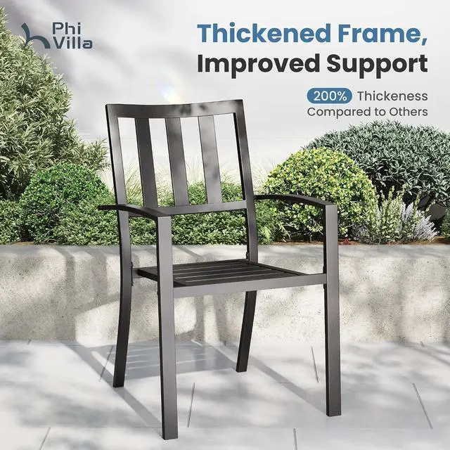 Alt view image 3 of 7 - PHI VILLA 5pc Outdoor Table and Chairs,37" Square Table&4 Metal Chairs