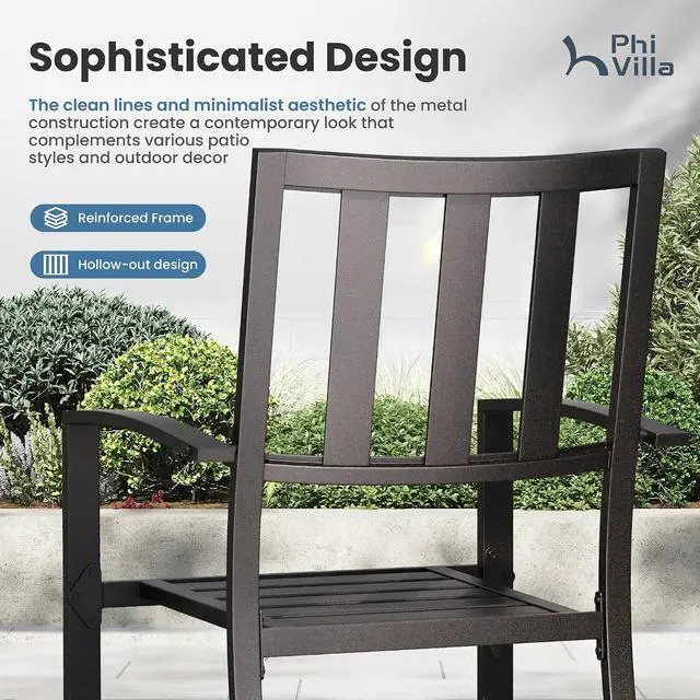 Alt view image 4 of 7 - PHI VILLA 5pc Outdoor Table and Chairs,37" Square Table&4 Metal Chairs