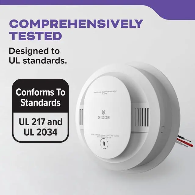 Alt view image 6 of 7 - Kidde Hardwired Smoke & Carbon Monoxide Detector, AA Battery Backup Smoke Alarm, Interconnectable, LED Warning Light Indicators, 2 Pack