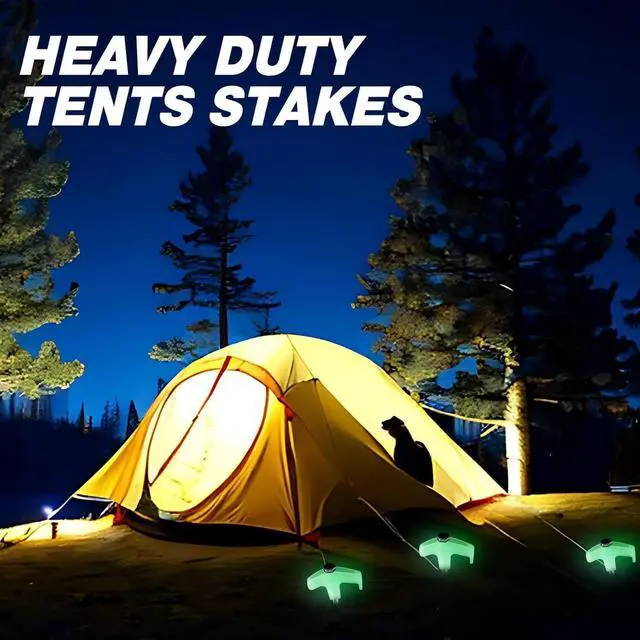 Alt view image 4 of 7 - Hicarer 20 Pcs 12" Heavy Duty Screw Tent Stakes, Luminous White