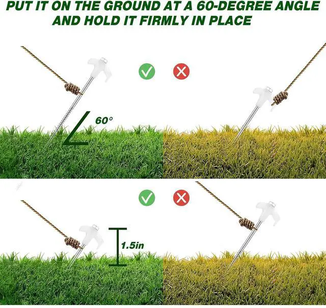 Alt view image 7 of 7 - Hicarer 20 Pcs 12" Heavy Duty Screw Tent Stakes, Luminous White