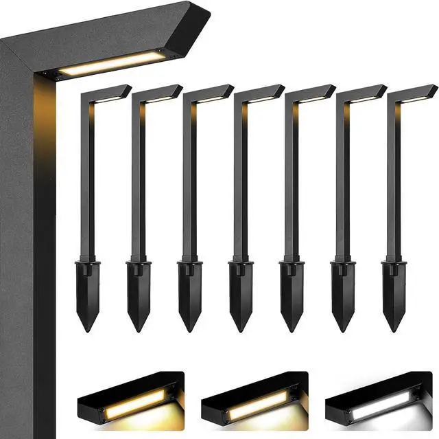 Main image of Gardencoin 3CCT LED Low Voltage Landscape Pathway Light, 12V Premium 3000K/4000K/5000K Selectable Path Lights Wired, Modern Walkway Lights Outdoor, Higher Housing with Larger Stake (19.7IN, 8 Pack)