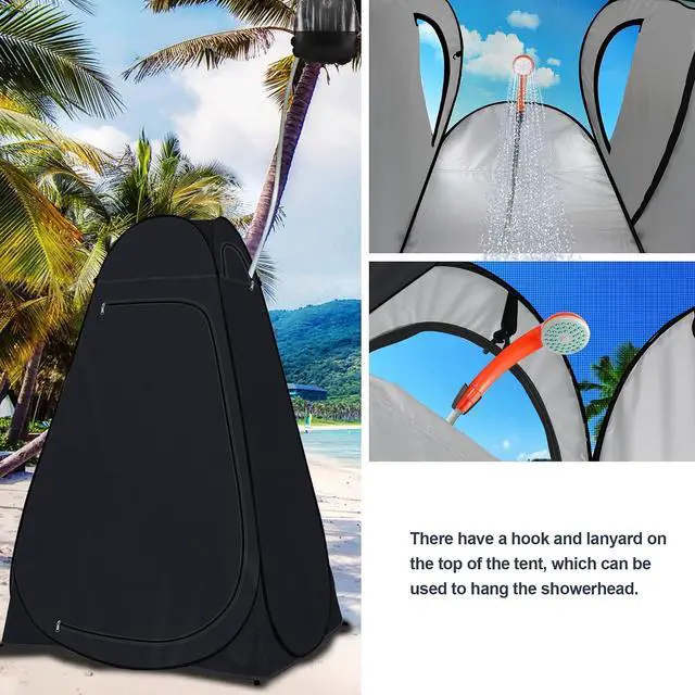 Alt view image 5 of 7 - Pop Up Privacy Shower Tent Camping Portable Toilet Tent Outdoor Changing Porta-Potty Camp Bathroom Dressing Room Instant Privacy Shelters for Hiking Beach Picnic Fishing, Extra-Tall