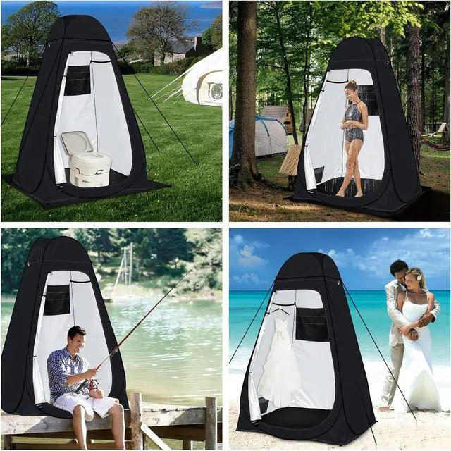 Alt view image 6 of 7 - Pop Up Privacy Shower Tent Camping Portable Toilet Tent Outdoor Changing Porta-Potty Camp Bathroom Dressing Room Instant Privacy Shelters for Hiking Beach Picnic Fishing, Extra-Tall