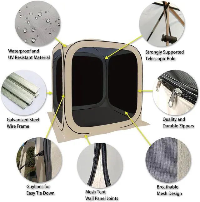 Alt view image 4 of 7 - HOOYEAH Pop-up Tent Screenhouse, Portable Screened Tent Camping Canopy Foldable Instant Screen Room Outdoor Gazebo with Mosquito Net for Patio, Backyard, Garden and Outdoor Activities, 6x6