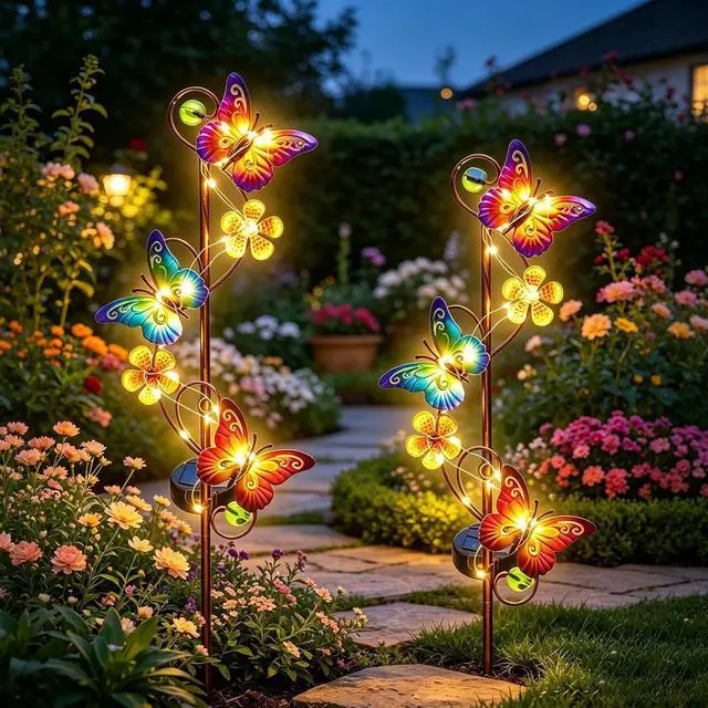 Alt view image 4 of 7 - 2Pack Butterfly Solar Garden Stake Lights Outdoor Decor Waterproof