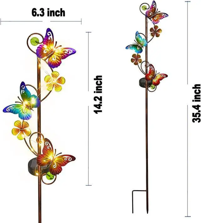 Alt view image 5 of 7 - 2Pack Butterfly Solar Garden Stake Lights Outdoor Decor Waterproof