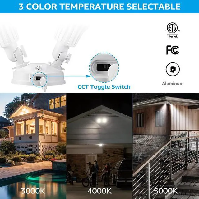 Alt view image 2 of 7 - LEONLITE 3CCT Dusk to Dawn LED Security Lights with Photocell, White