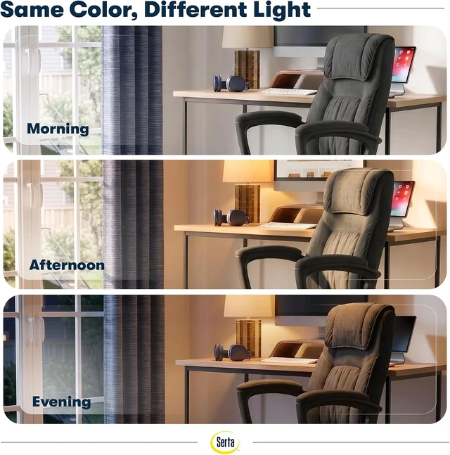 Alt view image 7 of 7 - Serta Executive Office Chair Lumbar Support, Padded Arms Microfiber Chair