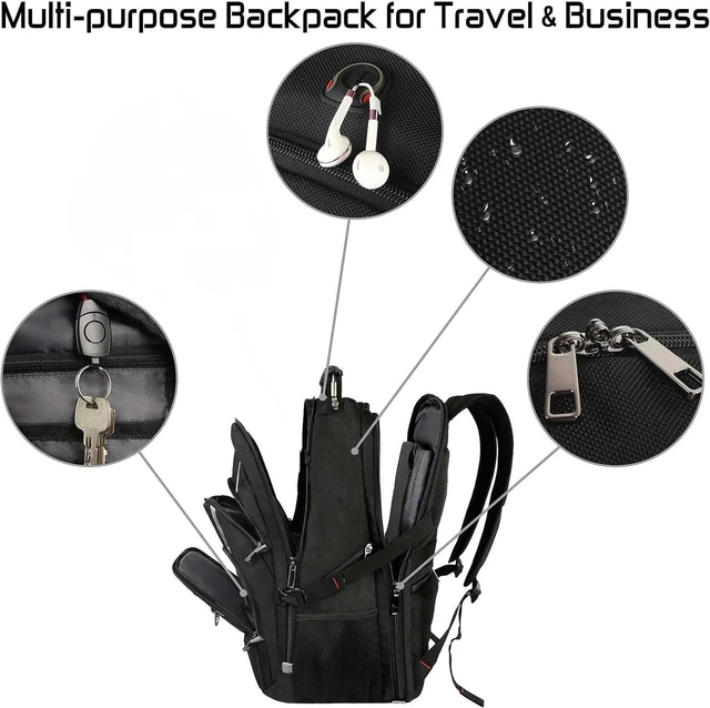Alt view image 6 of 7 - 18.4 Laptop Backpack for Men, 55L-60L Extra Large Backpack for Travel Work
TSA Friendly Flight Approved RFID Anti-theft Pocket, Water Resistant Suiltable for Travel Business Work, xl Backpacks for Men