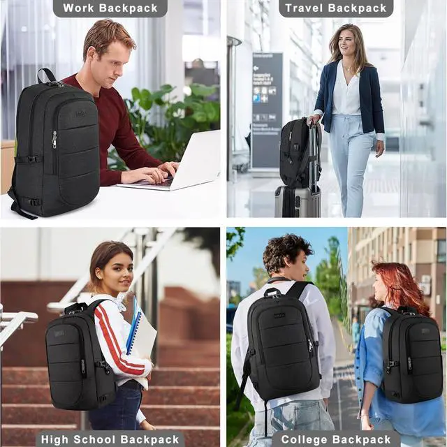 Alt view image 6 of 7 - Travel Laptop Backpack, 17.3 inch Anti Theft Business Laptop Backpack with USB Charging Port and Headphone Interface, Computer Backpack for College School Student Work Men & Women