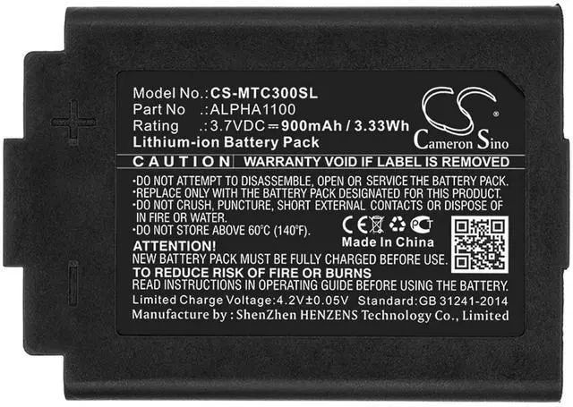 Main image of Cameron Sino Battery for 3M TAC300, TAC300-OTH, TAC500 PN:3M ALPHA1100 900mAh / 3.33Wh