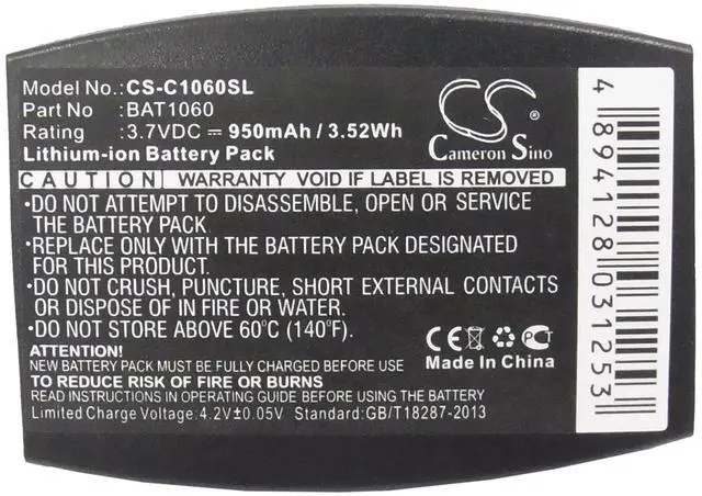 Main image of Cameron Sino Battery for 3M C1060, C1060 Wireless Intercom, RF1060, T-1, T-1 drive-thru headsets, XT-1 PN: BAT1060, CP-SN3M, XT-1 950mAh / 3.52Wh