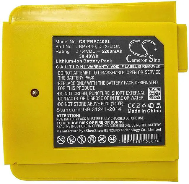 Main image of Cameron Sino Battery for Fluke DTX-1200-M, DTX-1200-MS, DTX-1800-M, DTX-1800-MS PN:Fluke BP7440, DTX-Lion 5200mAh / 38.48Wh